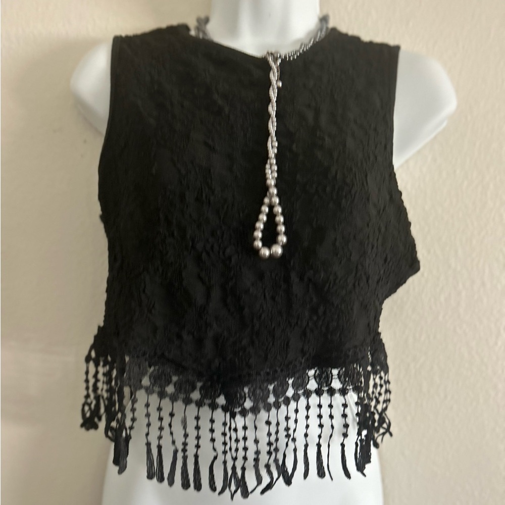 Crop top Black Asymmetrical Embellished Crop Top 8/10 L